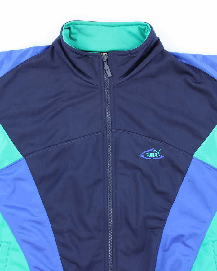 Vintage 90's Puma Small Logo Patterned Track Jacket - L