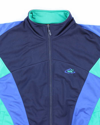 Vintage 90's Puma Small Logo Patterned Track Jacket - L