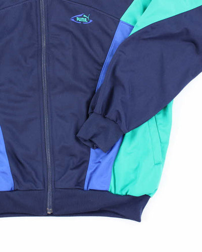 Vintage 90's Puma Small Logo Patterned Track Jacket - L