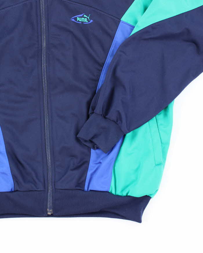 Vintage 90's Puma Small Logo Patterned Track Jacket - L