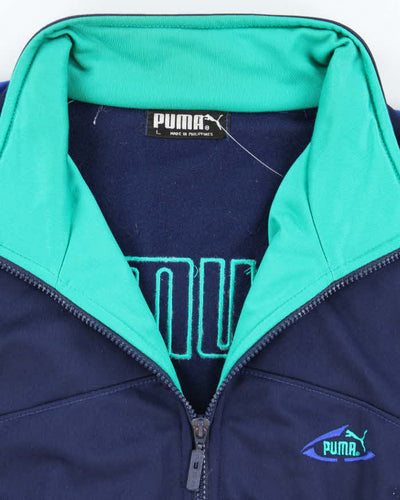 Vintage 90's Puma Small Logo Patterned Track Jacket - L