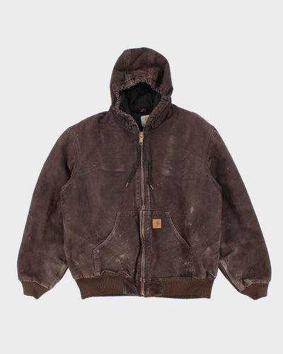 Vintage Carhartt Paint Splattered Lined Hooded Active Jacket - M