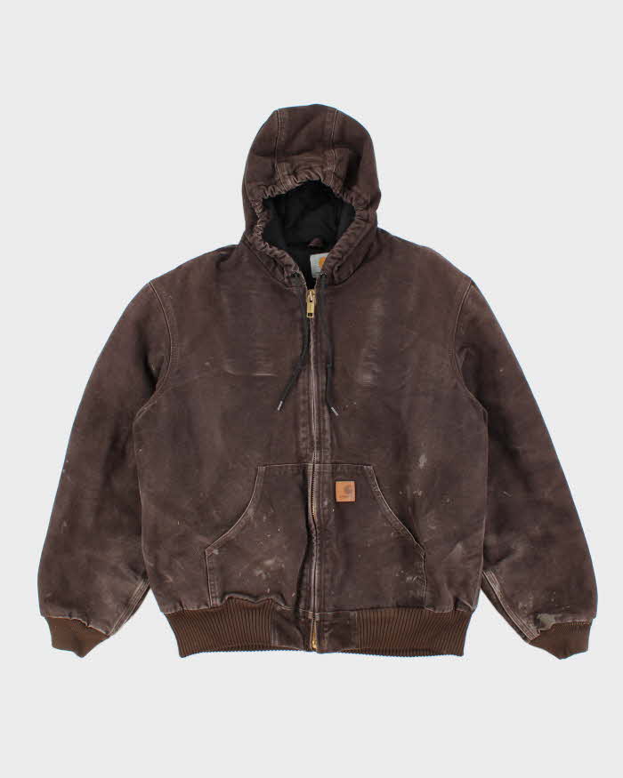 Vintage Carhartt Paint Splattered Lined Hooded Active Jacket - M