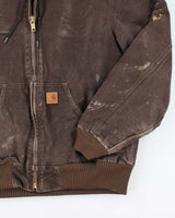 Vintage Carhartt Paint Splattered Lined Hooded Active Jacket - M