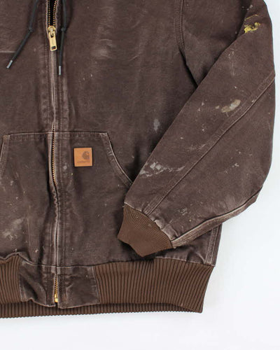 Vintage Carhartt Paint Splattered Lined Hooded Active Jacket - M
