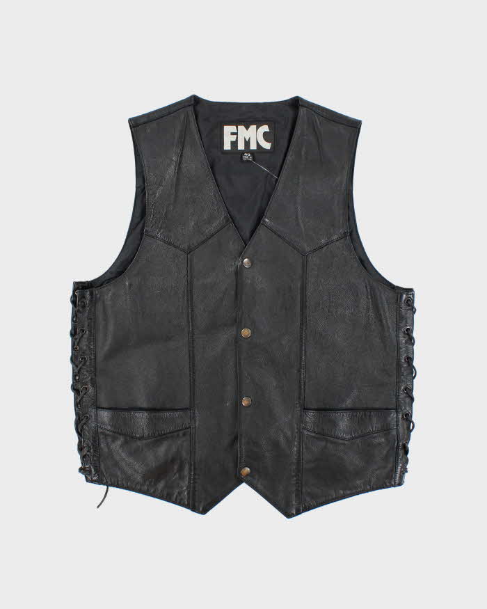Vintage FMC Leather Lace-up Vest - M