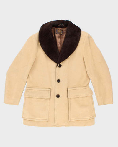 Vintage 50's Pendleton Heavyweight Fur Collared Overcoat - L