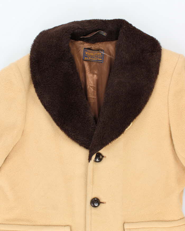 Vintage 50's Pendleton Heavyweight Fur Collared Overcoat - L