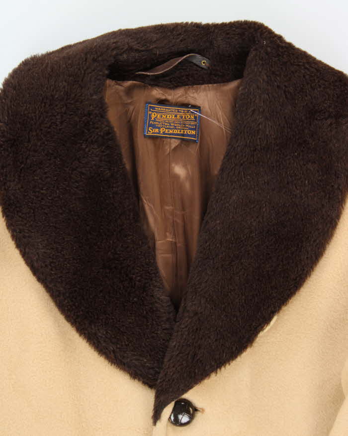 Vintage 50's Pendleton Heavyweight Fur Collared Overcoat - L