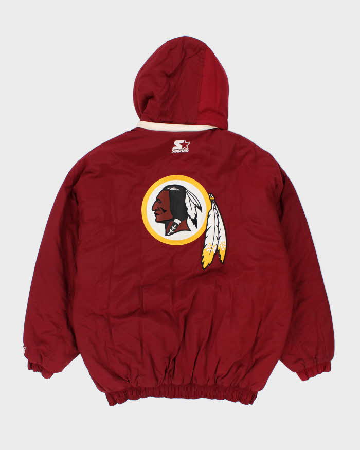 Vintage 90's Washington Red Skins Embroidered Hooded Puffer Jacket - L