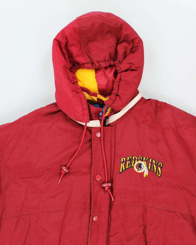 Vintage 90's Washington Red Skins Embroidered Hooded Puffer Jacket - L