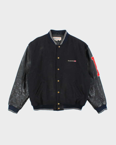 Vintage 80's Reebok Leather Heavyweight Spell Out Varsity Jacket - L