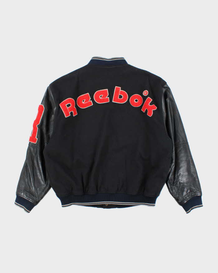 Vintage 80's Reebok Leather Heavyweight Spell Out Varsity Jacket - L