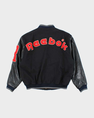 Vintage 80's Reebok Leather Heavyweight Spell Out Varsity Jacket - L
