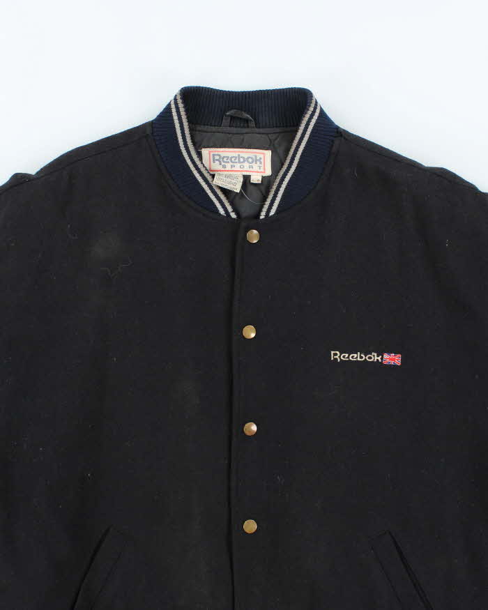 Vintage 80's Reebok Leather Heavyweight Spell Out Varsity Jacket - L