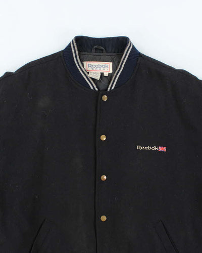 Vintage 80's Reebok Leather Heavyweight Spell Out Varsity Jacket - L