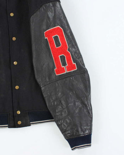 Vintage 80's Reebok Leather Heavyweight Spell Out Varsity Jacket - L