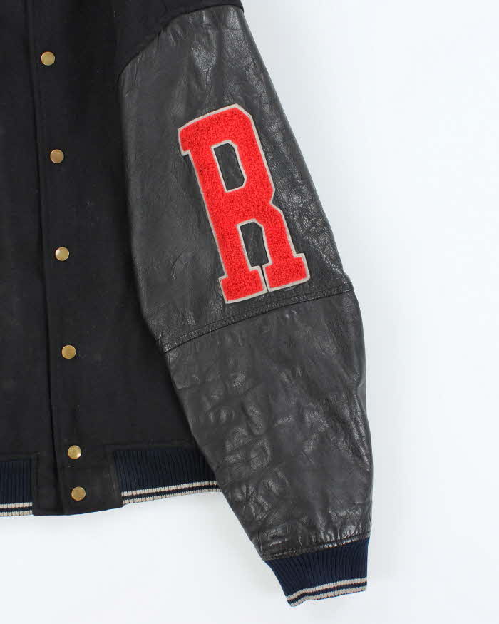 Vintage 80's Reebok Leather Heavyweight Spell Out Varsity Jacket - L