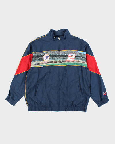 Vintage Chase Authentics Miller Lite Racing Graphic Print Windbreaker Jacket - XL