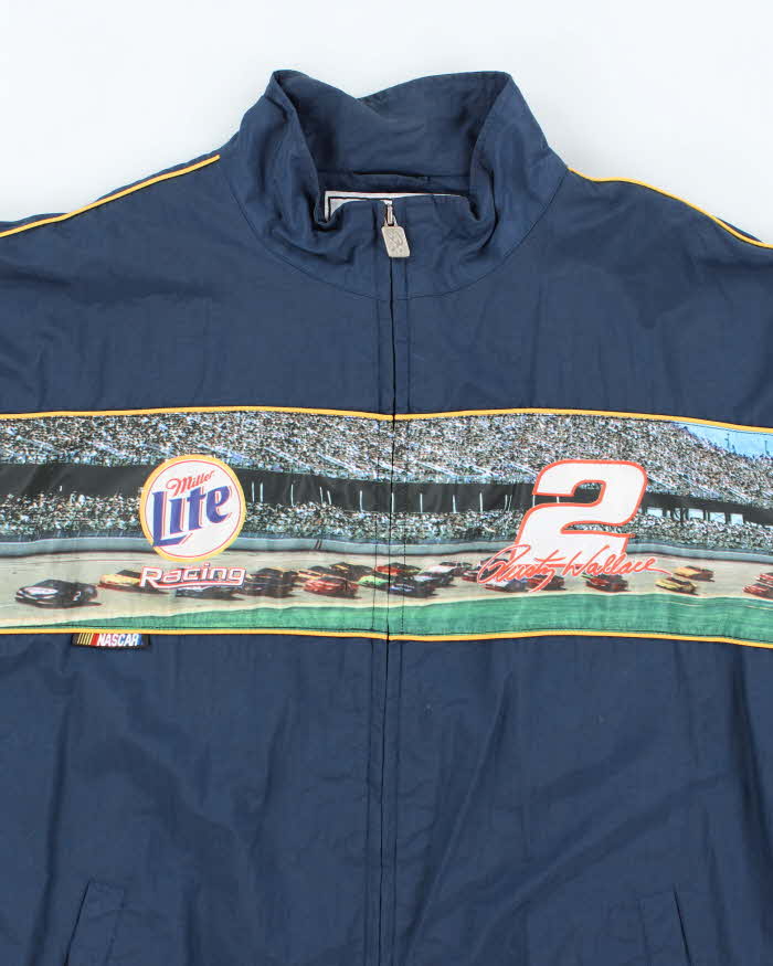 Vintage Chase Authentics Miller Lite Racing Graphic Print Windbreaker Jacket - XL