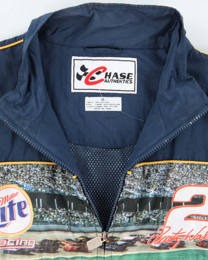 Vintage Chase Authentics Miller Lite Racing Graphic Print Windbreaker Jacket - XL