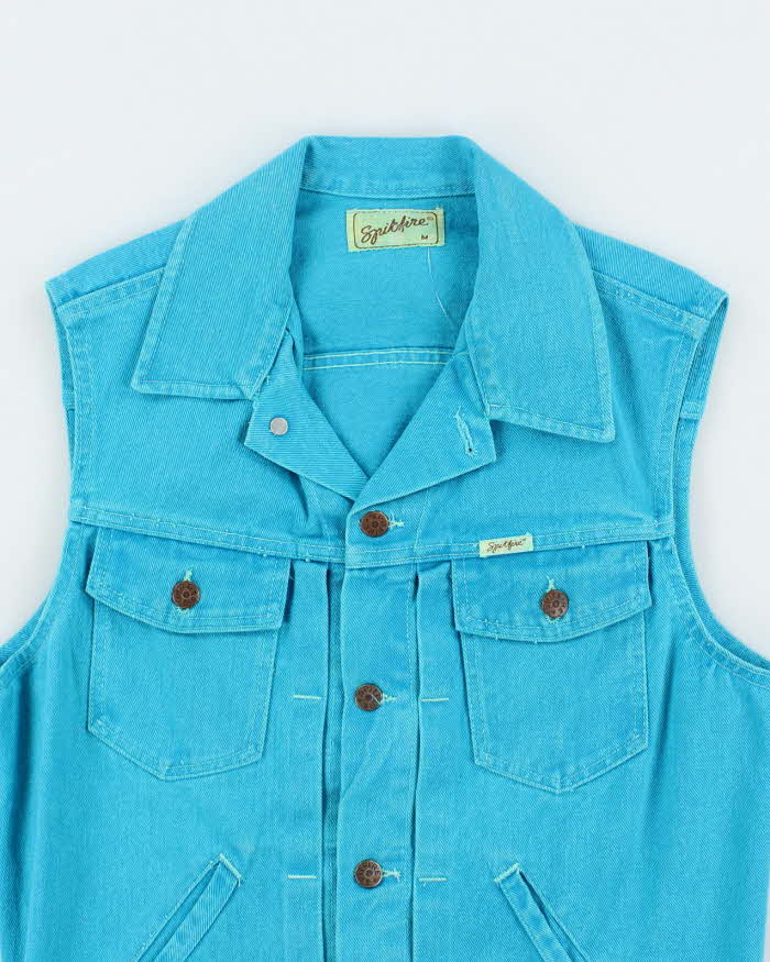 Vintage 70's Spitfire Blue Denim Gilet - M
