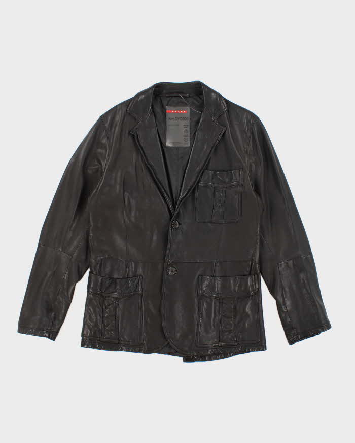 Vintage Y2K Prada Sport Leather Double Breasted Blazer - L
