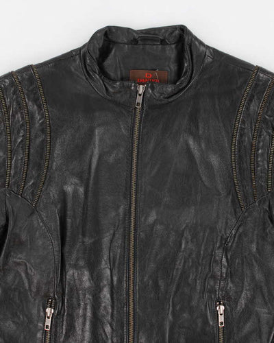 Vintage Y2K Danier Multi Zip Lightweight Leather Jacket - L