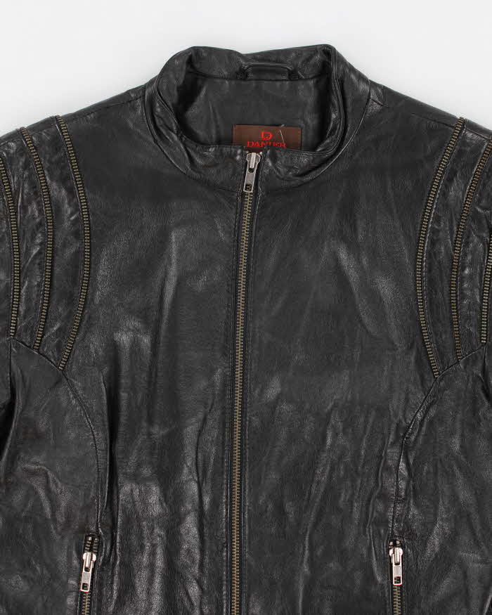 Vintage Y2K Danier Multi Zip Lightweight Leather Jacket - L