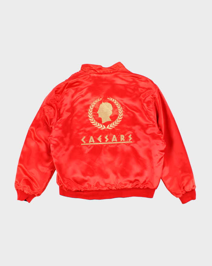 Vintage 90's Cesears Palace Las Vegas Embroidered Reversible Satin Bomber - XL