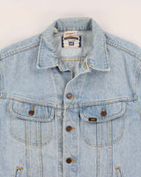 Vintage 90's Hard Rock Café Embroidered Light Wash Denim Jacket - M