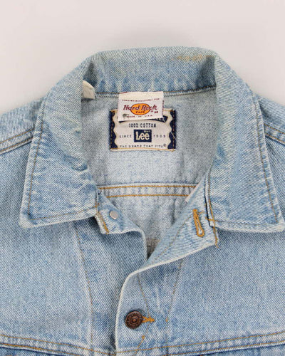 Vintage 90's Hard Rock Café Embroidered Light Wash Denim Jacket - M