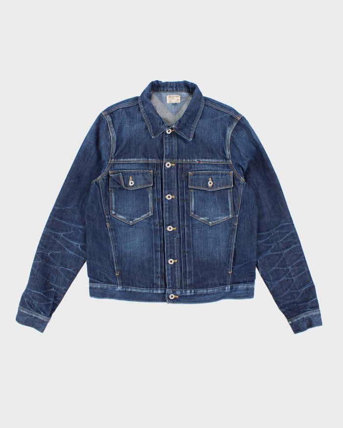 Vintage Y2K Tommy Hilfiger Dark Wash Faded Denim Jacket - L