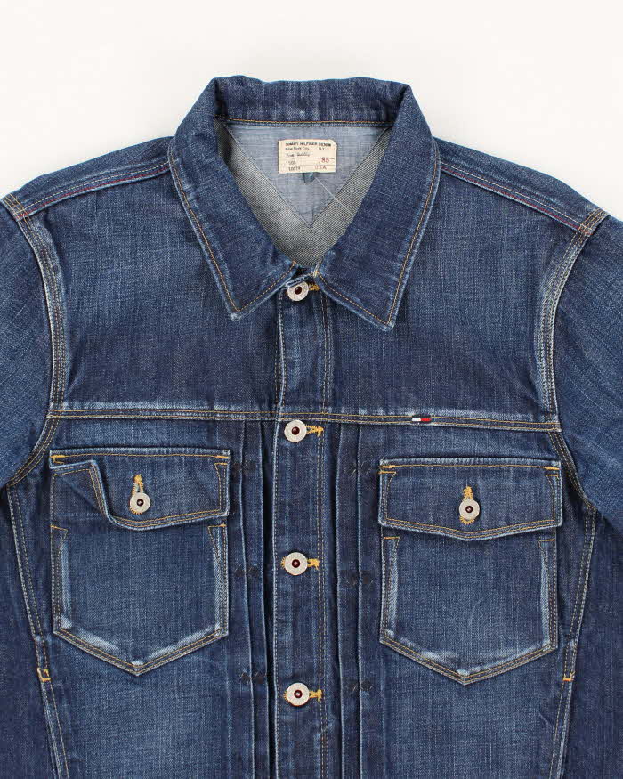 Vintage Y2K Tommy Hilfiger Dark Wash Faded Denim Jacket - L