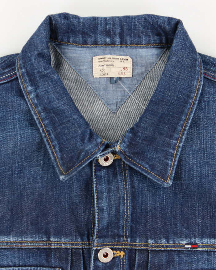 Vintage Y2K Tommy Hilfiger Dark Wash Faded Denim Jacket - L