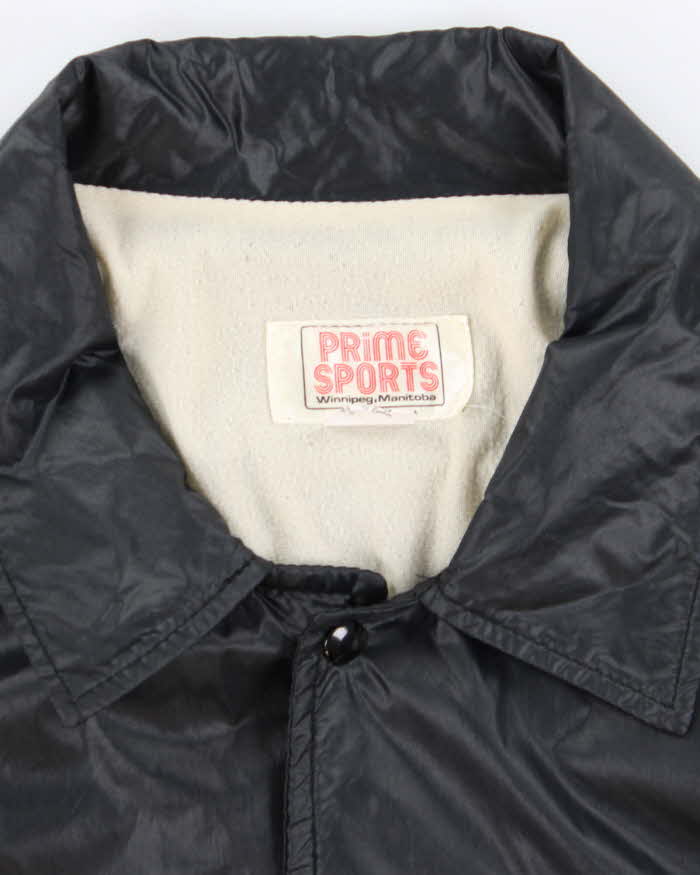 Vintage 1990s Prime Sports Bomber Style Black Windbreaker Jacket - XL