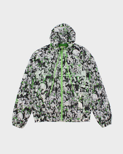 Diesel Green and White Print Windbreaker Jacket - L