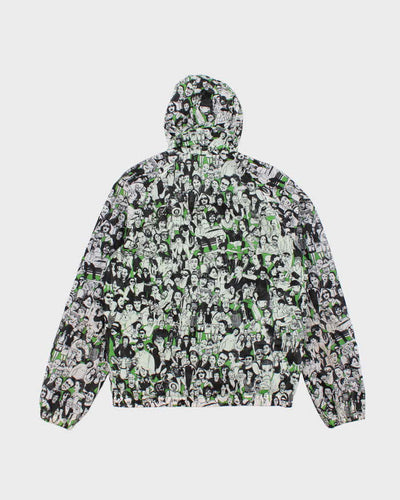 Diesel Green and White Print Windbreaker Jacket - L