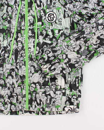 Diesel Green and White Print Windbreaker Jacket - L