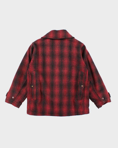Men's Vintage 1980s Duxbak Burgundy and Black Heavy Wool Coat - L