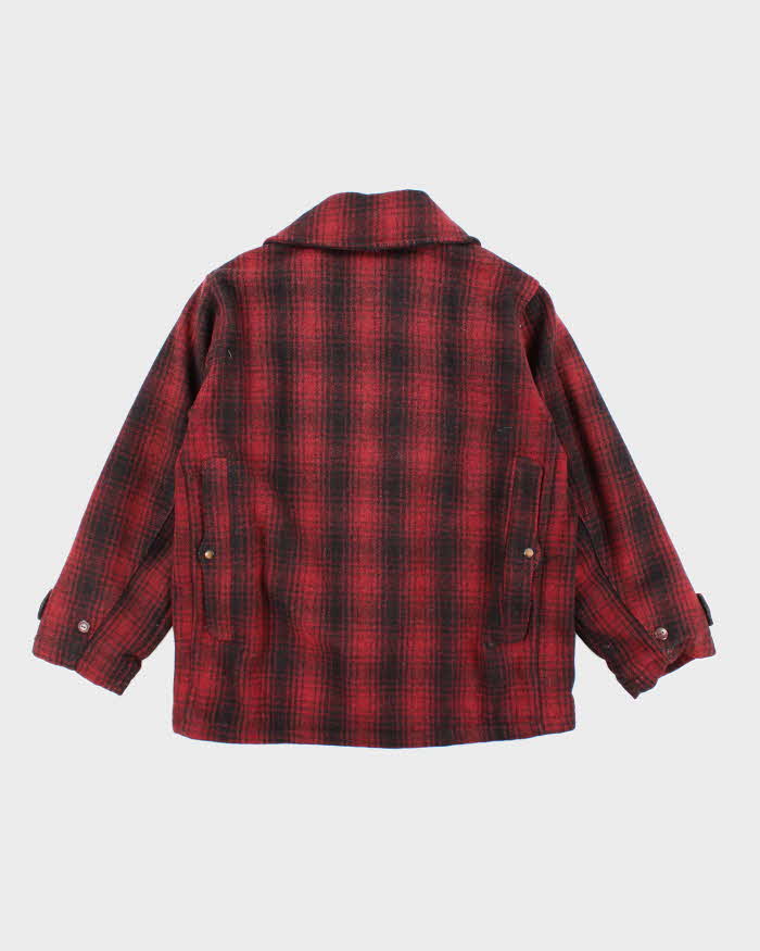 Men's Vintage 1980s Duxbak Burgundy and Black Heavy Wool Coat - L