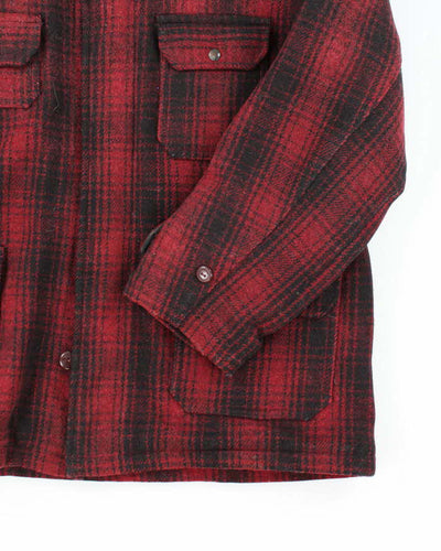 Men's Vintage 1980s Duxbak Burgundy and Black Heavy Wool Coat - L