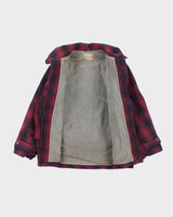 Men's Vintage 1980s Duxbak Burgundy and Black Heavy Wool Coat - L
