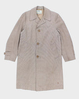 Men's Aquascutum Brown Houndstooth Trench Coat- L