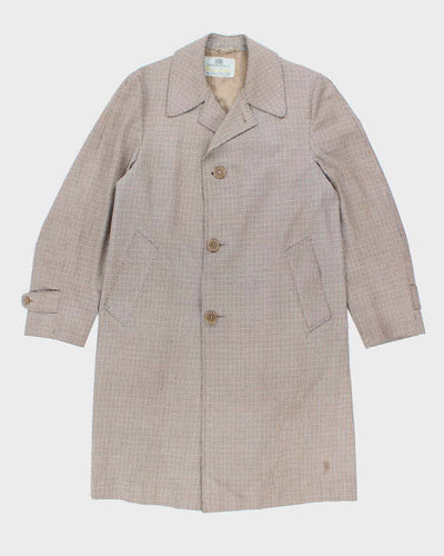 Men's Aquascutum Brown Houndstooth Trench Coat- L
