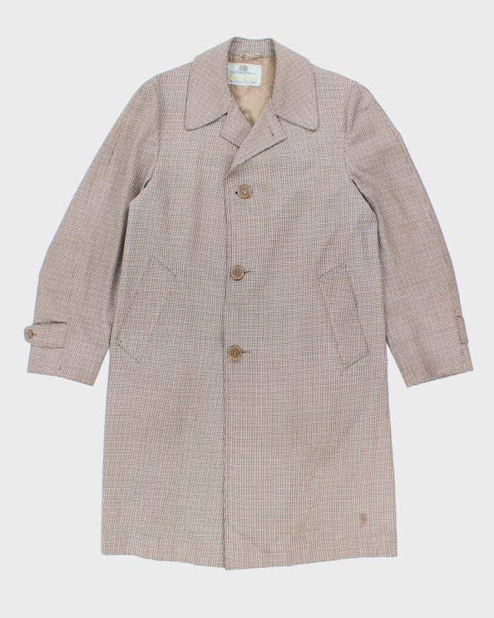 Men's Aquascutum Brown Houndstooth Trench Coat- L