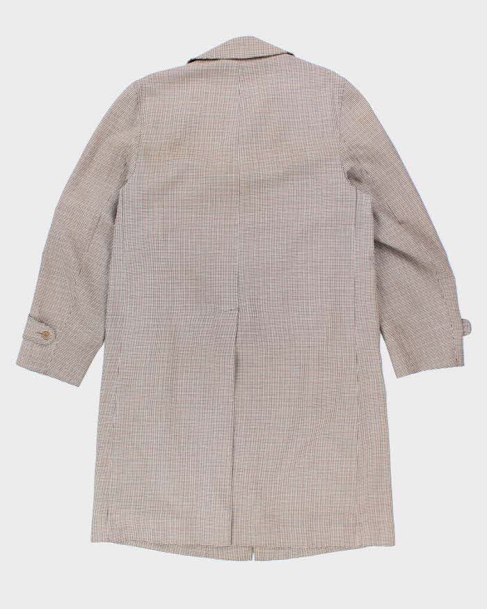 Men's Aquascutum Brown Houndstooth Trench Coat- L
