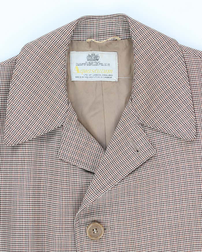 Men's Aquascutum Brown Houndstooth Trench Coat- L