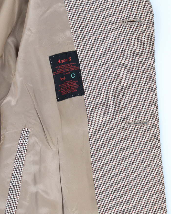 Men's Aquascutum Brown Houndstooth Trench Coat- L