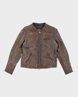 Men's Marc O'Polo Dark Brown Leather Bomber Jacket - M